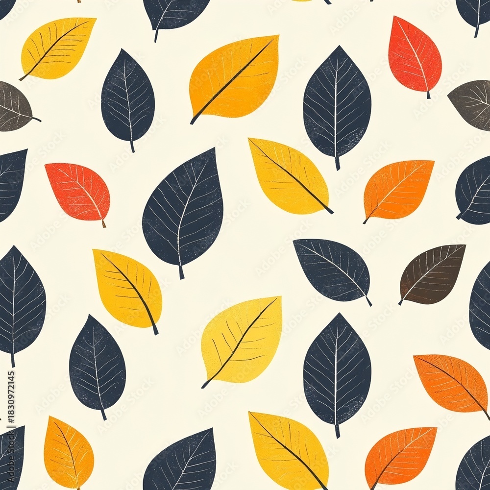 Fototapeta premium Minimalist leaf seamless pattern, clean modern botanical design