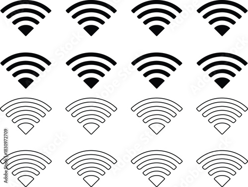 16 signal black icons set vector design illustration