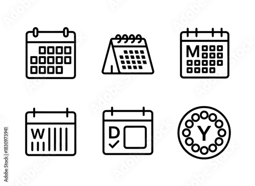 Wall Calendar Desk Calendar Monthly Calendar Weekly Calendar Daily Calendar Year Icon Set