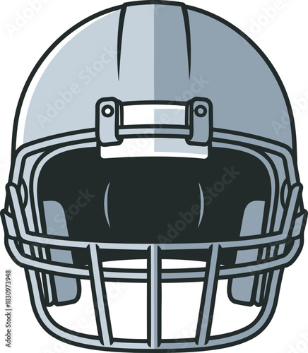 Modern American football helmet vector in gray and white with smooth shading and outline. Detailed graphic ideal for sports apps, team gear design, fan websites, and contemporary athletic branding.