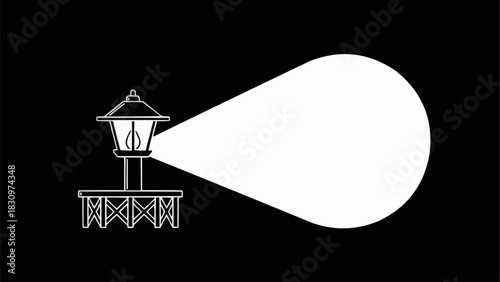 A detailed illustration of a street lamp illuminating a dark background.