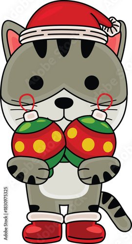 Cartoon Cat character celebrating Christmas
