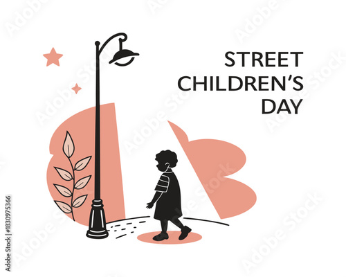 Street Children’s Day Awareness Concept – Hope, Protection, Human Rights, Social Care Illustration