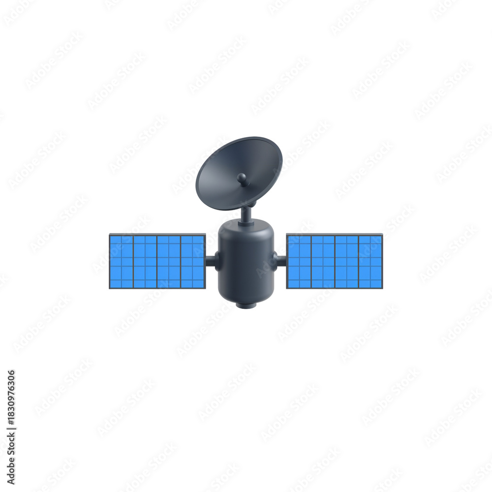 Fototapeta premium Space satellite with solar panels isolated on transparent background