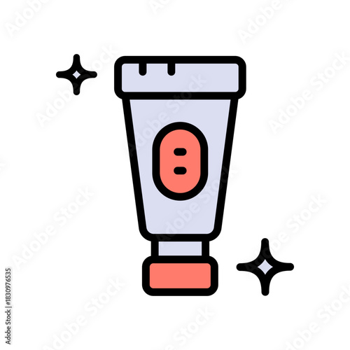 Foot cream jar. Moisturizing lotion. Hydrating skincare product. Foot hygiene, Healthy feet, Foot treatment, Pedicure. Vector isolated color icon.