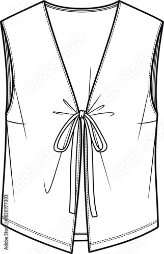 black and white vest with tie detail clip art preview