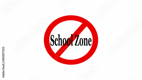Free Download A red circle with a line through it and the words school zone in the middle on a white background - GFXLoad