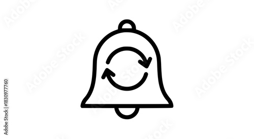Circular arrow bell black white icon