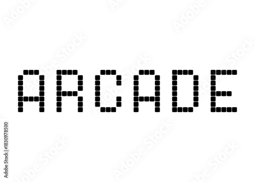 Arcade, pixel digital vector font
Vector font word on a white background