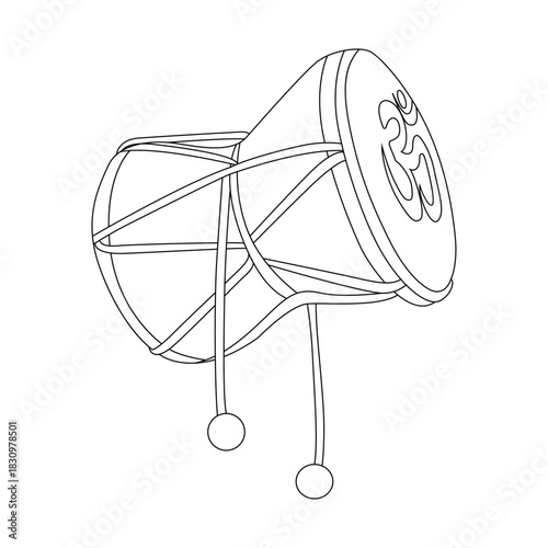 Damru line art vector design. Damru outline illustration design.