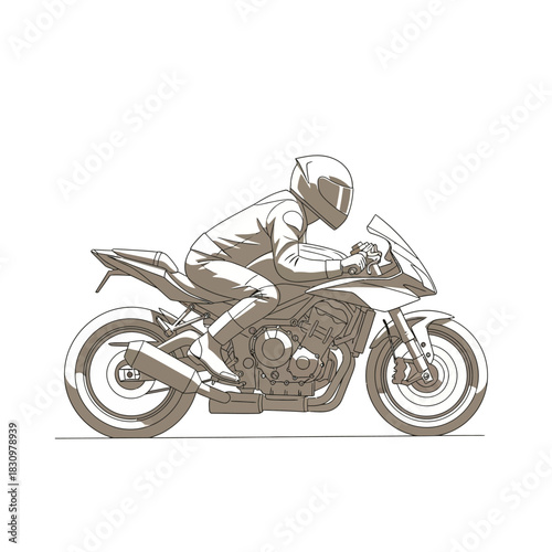 Stylized motorcycle rider illustration capturing speed and freedom on the open road