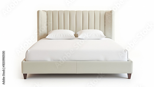 pastel-colored luxury double bed on a white background, isolated