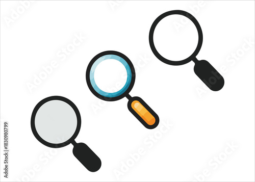 Magnifying Glass Icons for Search and Exploration in Vector Format