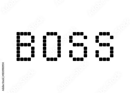 Boss, pixel digital vector font
Vector font word on a white background