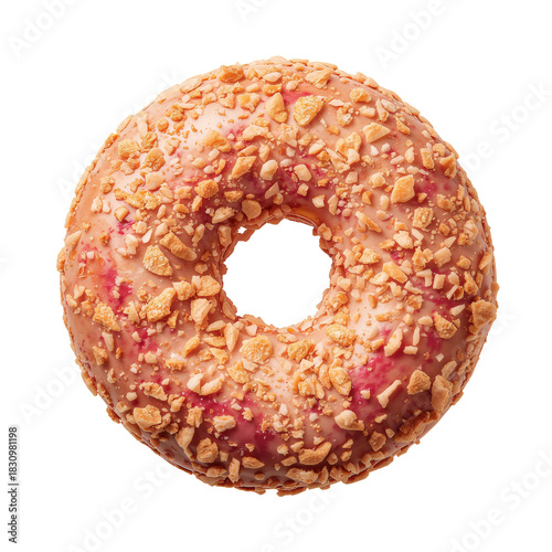 Delicious Pink Donut Topped With Crunchy Bits Ready to Enjoy