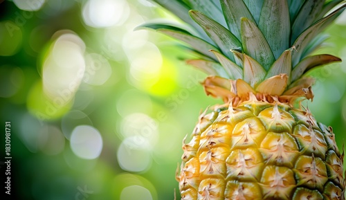 Fresh Pineapple With Green Background in Bright Natural Light
