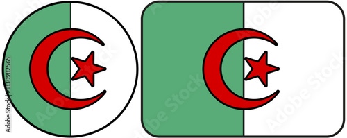 Flag of Algeria Oblong Circle علم الجزائري