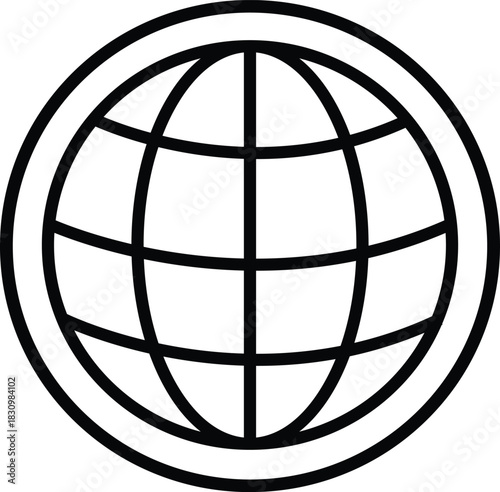 Black Outline Globe Icon world earth
