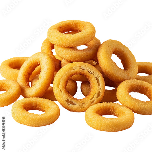 Crispy Onion Rings Stack Food Photography Delicious Appetizer Snack Deep Fried Indulgent Treat on transparent background