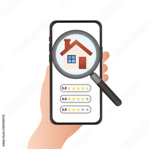 Real Estate Mobile App Search with Ratings.Vector Illustration