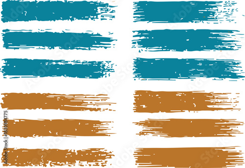 brushstroke texture pack blue and yellow horizontal strokes vector