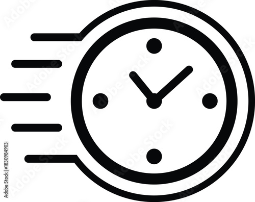 Fast Clock Icon with Motion Lines abstract alert