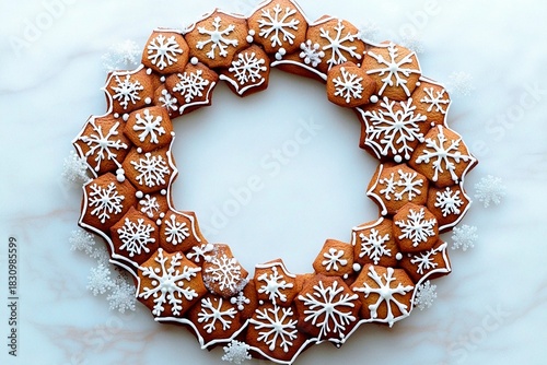 Whimsical gingerbread wreath adorned with festive decorations perfect for holiday celebrations