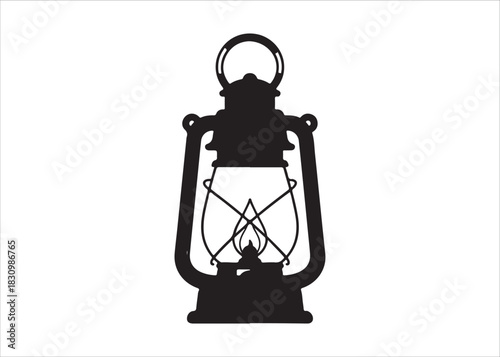 Vintage Lantern Silhouette Providing Gentle Light in the Dark Place