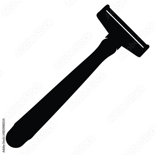 Silhouette of safety razor for shaving face hair removal care equipment