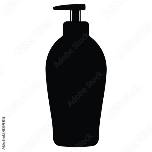 Silhouette of pump bottle with lotion dispenser for personal hygiene item