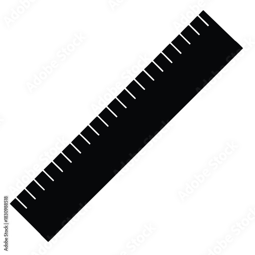 Silhouette of ruler with metric measures for school and office instrument