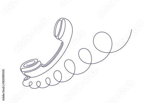Vintage phone. Continuous line. Telephone receiver