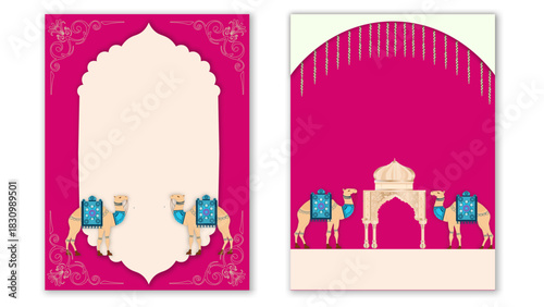 Indian Wedding Invitation set of Mehndi, Sangeet and wedding