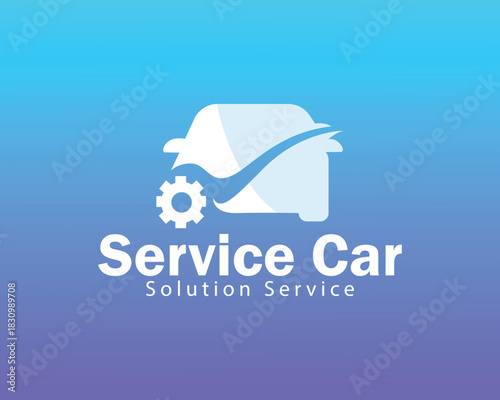 service car logo creative design concept gear solution check business transport