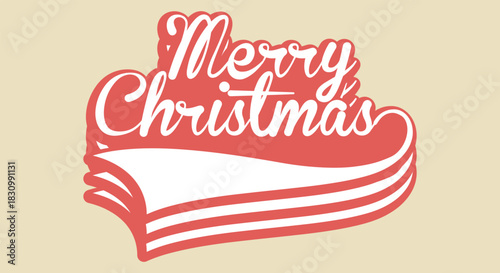Merry christmas vintage festive text on clean beige graphic Vector