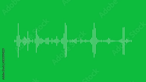 White audio waveform spectrum animation. Alpha channel, spectrum audio animation on transparent background. Audio spectrum wave effect animation concept
