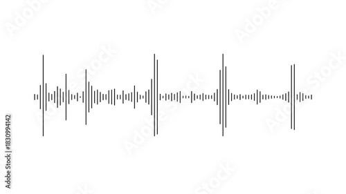 White audio waveform spectrum animation. Alpha channel, spectrum audio animation on transparent background. Audio spectrum wave effect animation concept
