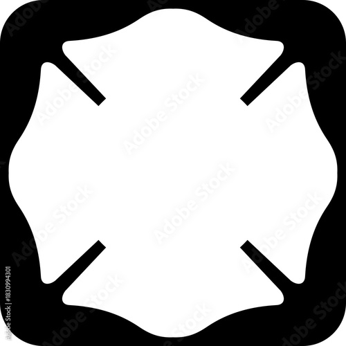Monochrome vector graphic of a white maltese cross on a black background. The Maltese cross symbolizes courage, chivalry, and protection, most famously associated with the Knights of St. John