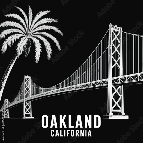 Golden Gate Bridge and Palm Trees Silhouette