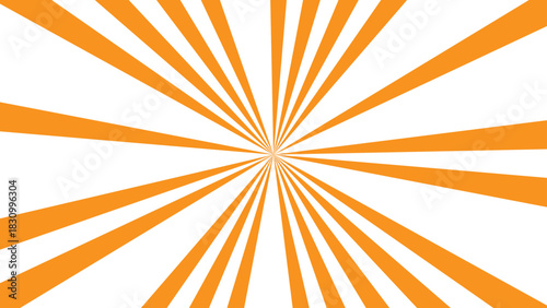 High Contrast Orange & White Sunburst Background With Bold Radial Stripes Expanding from Center. Dynamic Pop-Art Design for great Retro Posters, Comic Themes, Advertisements, and Graphic Layouts use.
