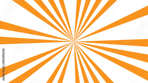 High Contrast Orange & White Sunburst Background With Bold Radial Stripes Expanding from Center. Dynamic Pop-Art Design for your Retro Posters, Comic Themes, Advertisements, and Graphic Layouts needs.
