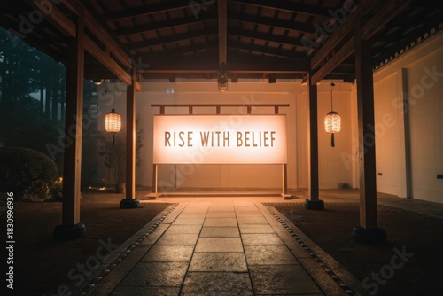 Bold Shape Illuminates Pathway in Luminous Soft Scene Interior