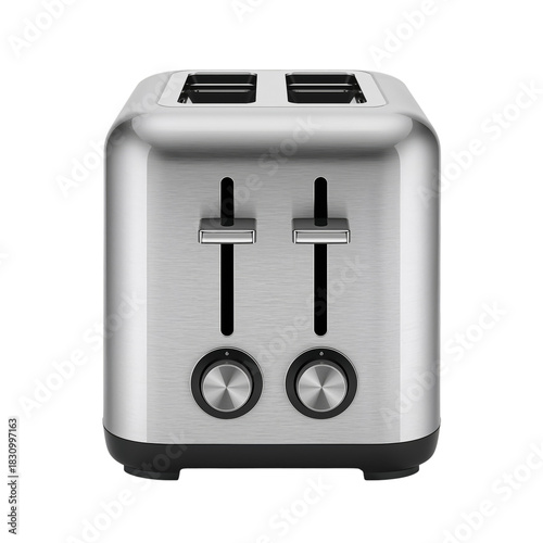 Bright, Modern Stainless Steel Toaster With Two Slots and Adjustable Settings