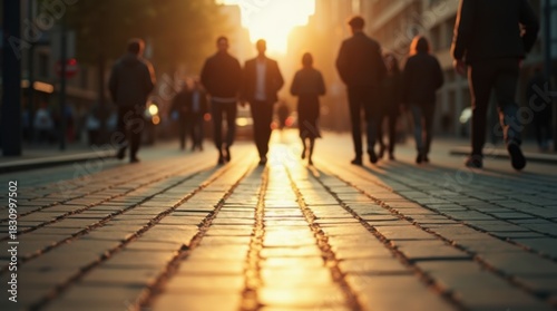 sharp image, business people crossing the street on a pedestrian crossing. Travelling on foot. Alternative transportation. Walking people on pedestrian crossing. 