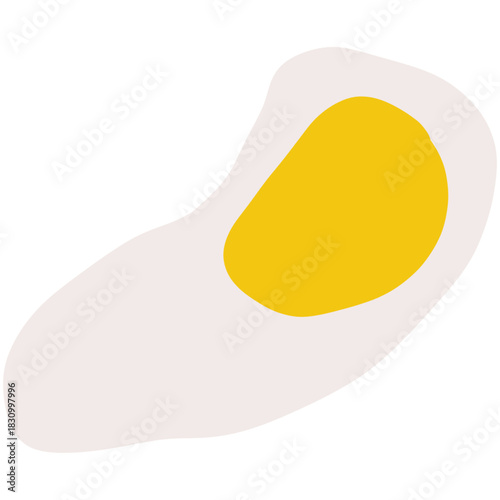 Minimalist Hand-Drawn Fried Egg Icon: Simple Breakfast Food Illustration
