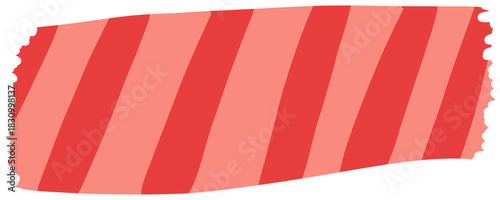 Red And Pink Striped Decorative Washi Tape With Ripped Edges For Digital Planners And Scrapbooking