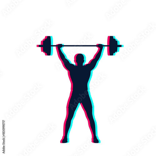 Shadowy figure lifting weights powerfully in a fitness routine  