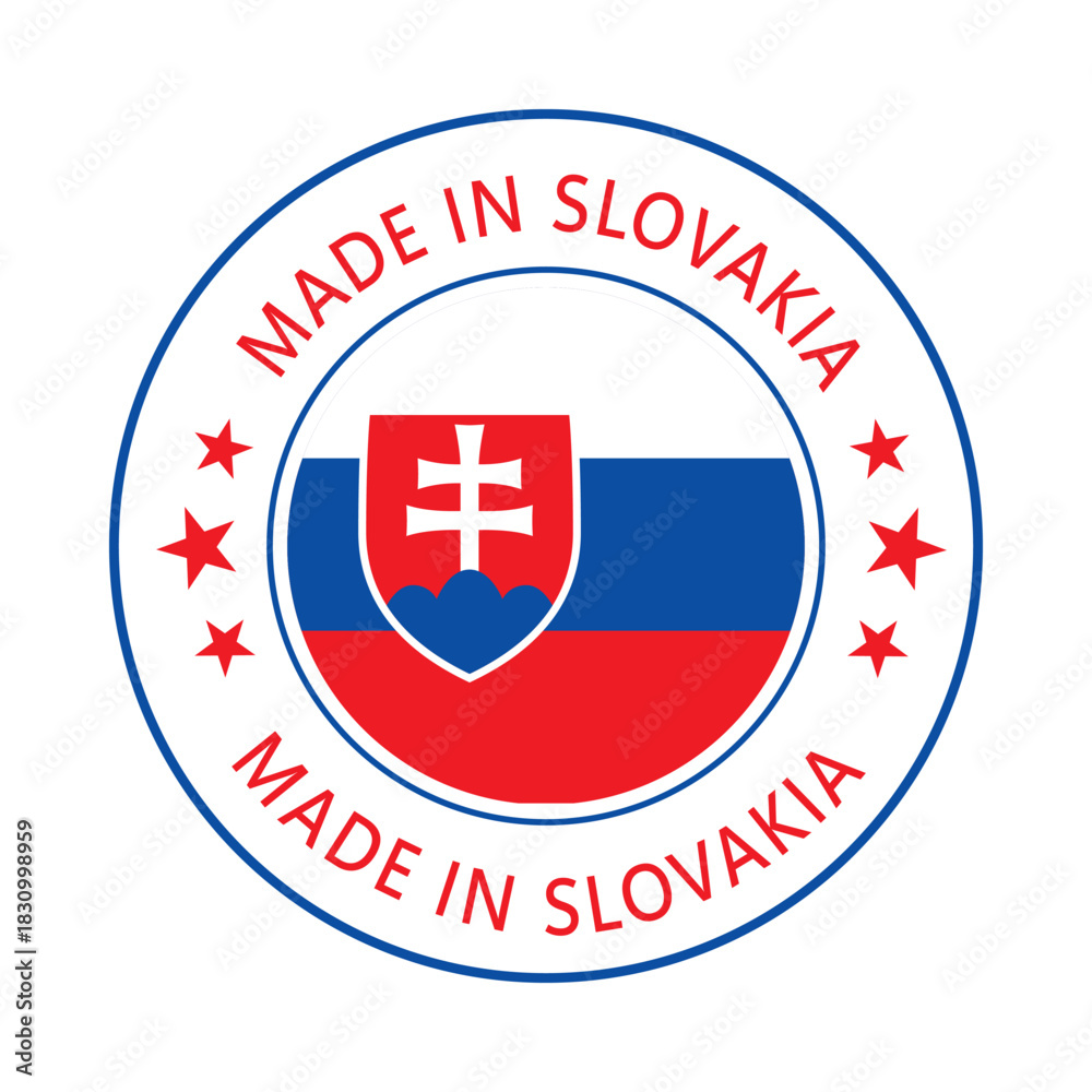 Fototapeta premium Slovakia Made in Stamp in circle with flag Vector template on white background