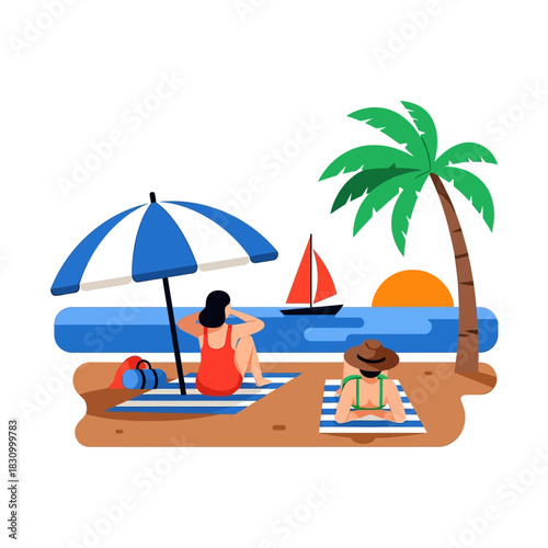 Coastal serenity depicting leisurely relaxation under the shade near a tropical seaside sanctuary