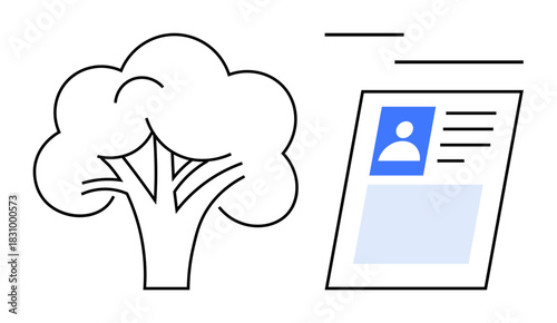 Sustainability concept. Sustainability visually combining environmental elements thumbs up trees with digital identity icons. Sustainability in technology and eco-friendly digital solutions